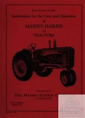 Massey Harris 33 Tractor Operator Instruction Manual • $17.92