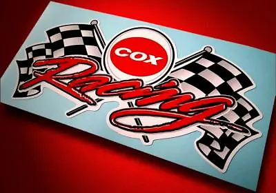 $4.50 • Buy COX RACING • Vintage Style Sticker • Checkered Flag Decal • Slot Car • Gas • RC