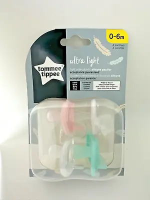 Tommee Tippee Ultra Light Soft Orthodontic Silicone Pacifier 0-6m • $16.99