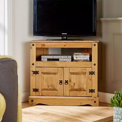 £54.99 • Buy TV Stand Pine 2 Door Television Cabinet Corner Unit Corona Solid Wood
