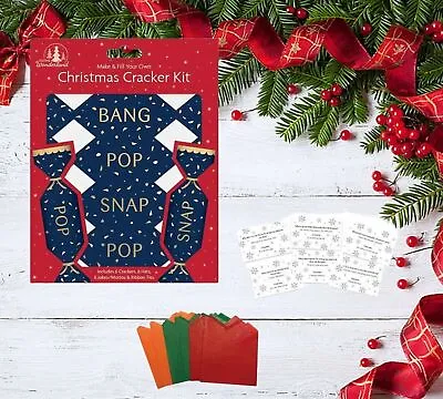 6 Mini Christmas Crackers Kit Make & Fill Your Own Gift Cracker Blue Pop Bang • £3.25