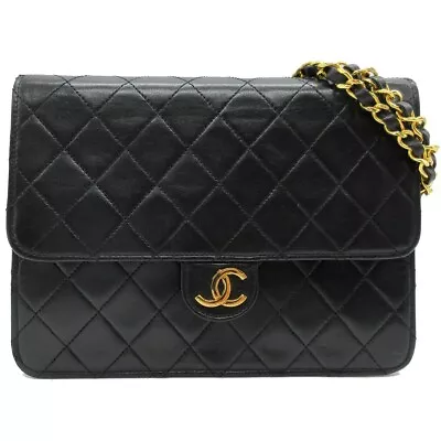 CHANEL CC Logo Matelasse Chain Shoulder Bag Leather Black GHW France M623 • £554.23