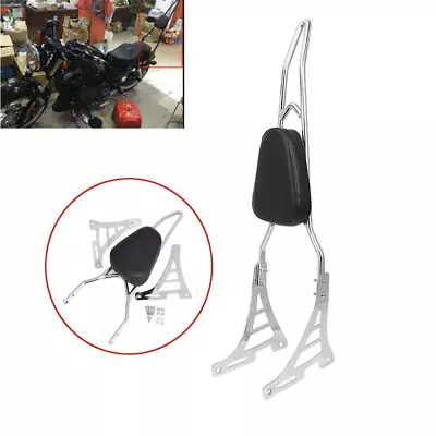 Motorcycle Passenger Sissy Bar Backrest Seat Pad For Harley Sportster XL 1200 • $76.02