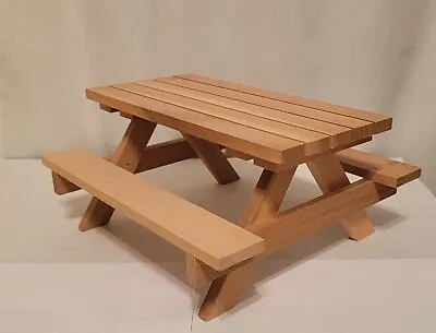 Wooden Handmad Picnic Table 9.5  X 8.5  X 4.5  Nearly NEW For 11.5  FASHION DOLL • $29.99