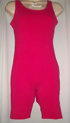 Vtg Pink Modern Motion Yoga Unitard Biketard Bodysuit Leotard L • $26