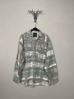 Vintage Navajo 90s Inca Tribal Native Western Tom Tailor Shirt Cowboy Medium • £17.99