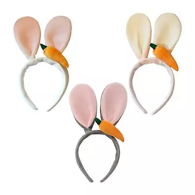 Plush Rabbit Ears Headband Kids Adults Headdress Anime Cosplay Headwear • £4.51