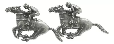 Horse Racing Pewter Cufflinks Gift Boxed Mens Wedding Jewellery CL 187 • £19.99