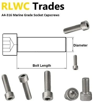 M2.5 2.5mm A4 MARINE STAINLESS STEEL SOCKET MACHINE CAP SCREWS ALLEN KEY BOLTS • £5.12