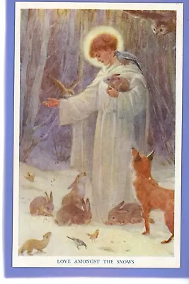Old Vintage Postcard Love Amongst The Snows By Margaret Tarrant Children Animals • £1.99