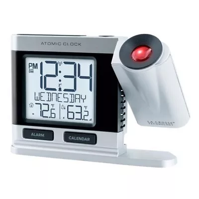 LA CROSSE LTD 616-1410 Atomic Projection Alarm Clock 2.5  Silver LCD Plug-In • $36