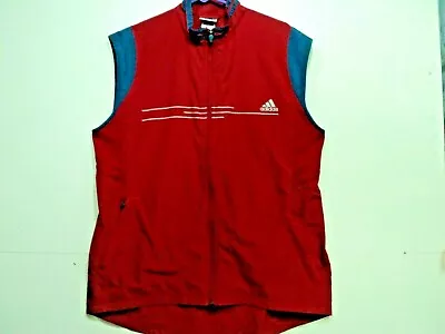  Adidas Men ClimaShell Wind Track Vest Golf Red Sz LG • $14.99