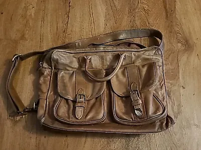 Authentic Vintage Dakota Tumi Brown Tan Genuine Leather Messenger Bag Briefcase • $58.99