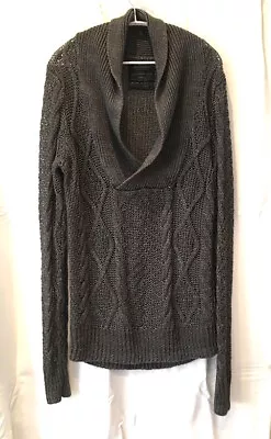 AllSaints Medium Men’s - Silver Charcoal REINE Funnel Linen Jumper - Cable Fab • £35