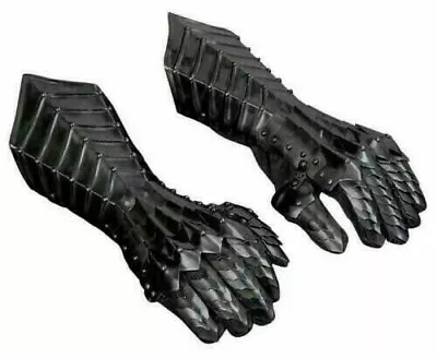 Medieval Gloves Gauntlets Black Antique Armor Nazgul Crusader Larp Costume Prop • $79.99