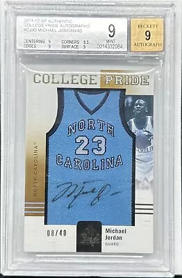 2011-12 SP Authentic Michael Jordan College Pride Patch Auto #08/40 BGS 9/9 UNC • $1625