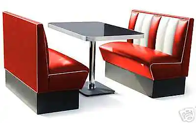 120cm Retro 50s Diner Furniture Kitchen Table Restaurant Bench Booth Seating Red • £2290