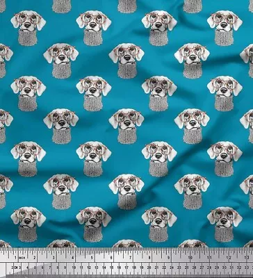 Soimoi Cotton Poplin Fabric Specs & Dachshund Face Dog Printed Fabric-O8C • $15.39