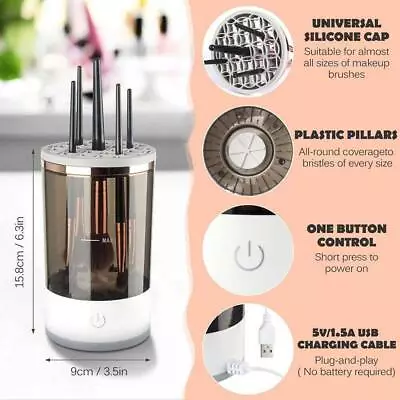 Automatic Makeup Brush Cleaner Electric Brush Cleaning Machine Holder Dryer New • £8.99