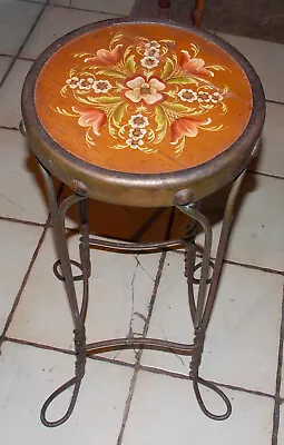 Hand Painted Ice Cream Stool Plant Stand / End Table (RP-PS217) • $224.10