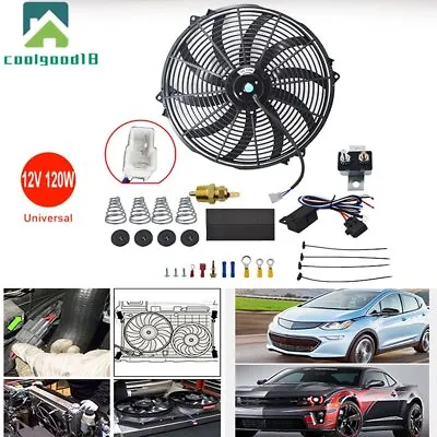 16  Universal 3000 CFM Fan Push Pull Electric Radiator Cooling 12V Mount Kit • $38.68