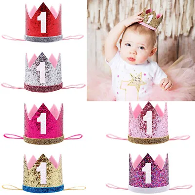 Kids Baby Girls Boys 1st Happy Birthday Party Crown Hat Headband Party Caps • $4.83