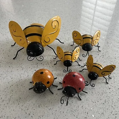 Decorative Metal Bumble Bee And Lady Bugs  Accents - Lawn Ornaments • $12