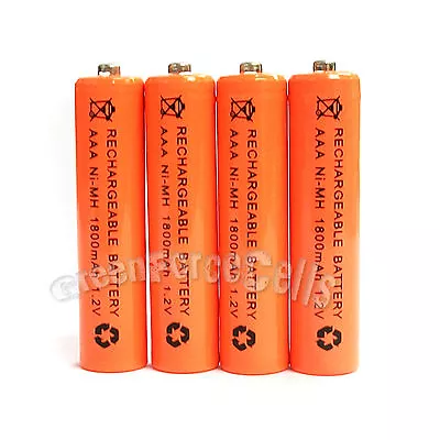 4 Pcs AAA 1800mAh NiMH 1.2V Rechargeable Battery Cell RC MP3 Orange US Stock • $8.38