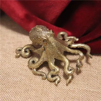 Mini Octopus Antique Statue Metal Brass Tea Pet Table Craft Lucky Home Decor • $16.85