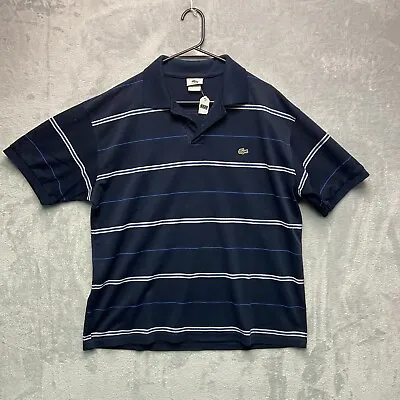 Lacoste Polo Shirt Men’s XL Blue Striped Short Sleeve Logo Collared • £5.16