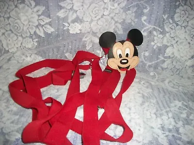 Vintage Red Mickey Mouse Adult Suspenders With Leather Mickey Zephyr Group • $6.95