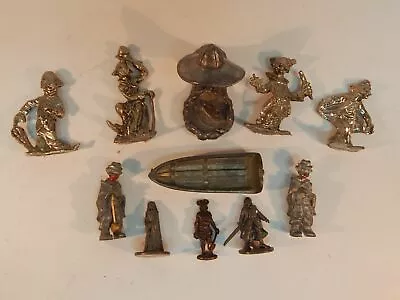 Pewter Lot Figurines Viking Princess Swordsman Clowns Boy Sailboat+ Boat 11x • $8