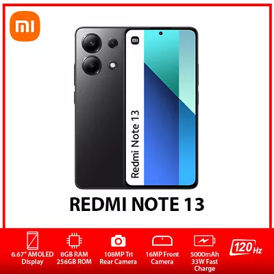 Xiaomi Redmi Note 13 4G Dual SIM Unlocked Android Mobile Phone – Black/8GB+256GB • $374.59