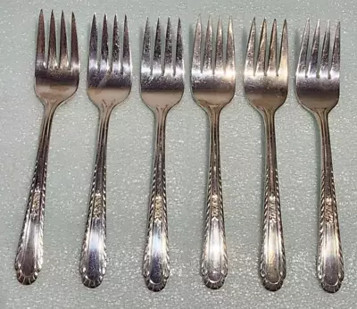 6 H&T MFG CO Holmes & Tuttle SILVERPLATE Wentworth Pattern Salad Forks  • $8.75