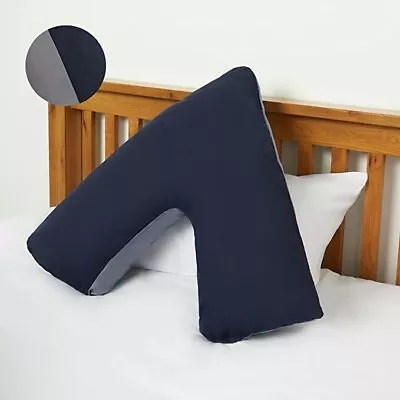 V Shaped Pillow Case 2 Tone Reversible Extra Cushioning Support For Head Neck • £3.95