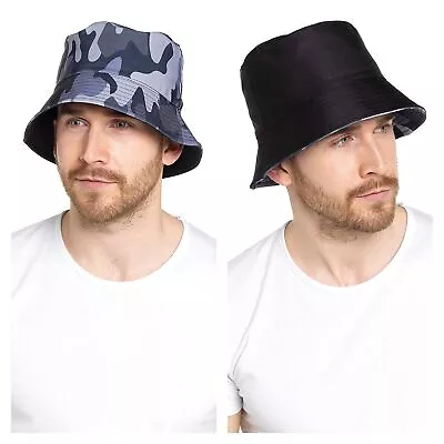 Mens Reversible Bucket Hat Festival Sun Hat • £9.49