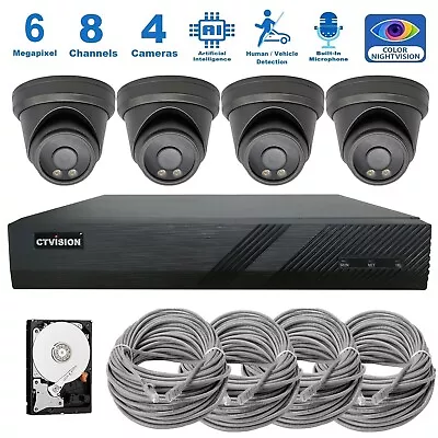 CTVISION 4K NVR 6MP Audio PoE IP Security CCTV Color Night Vision Camera System • $1399.95
