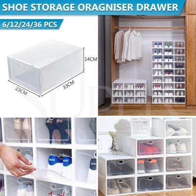 $17.99 • Buy Shoe Box Rack Storage Plastic Organizer Shelf Stand Shelves Clear Door Cube DIY