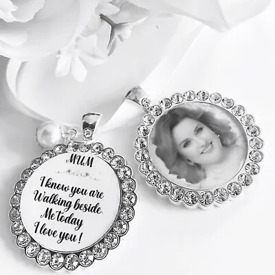 Mum Personalised DiamantÉ Wedding Bouquet Photo Frame Memory Charm Bride Bridal • £8.45