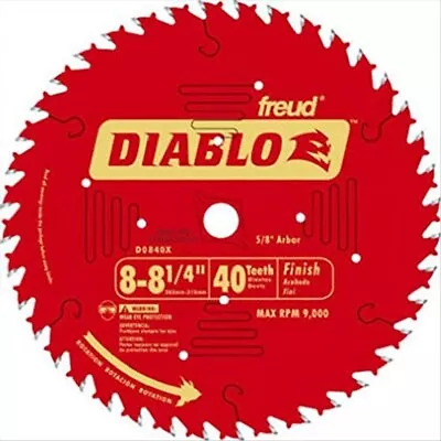 Freud-Diablo D0840X 8-1/4-Inch 40 Tooth ATB Finishing Saw Blade • $29.99