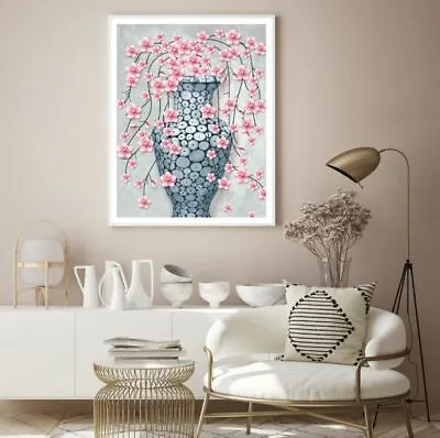 $12.90 • Buy Pink & Blue 3D Floral Vase Design Print Premium Poster High Quality Choose Sizes