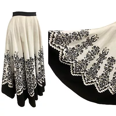 Vtg Vintage 1950s 50s Mexican Souvenir Novelty Blockprint Sequin Circle Skirt • $214.14