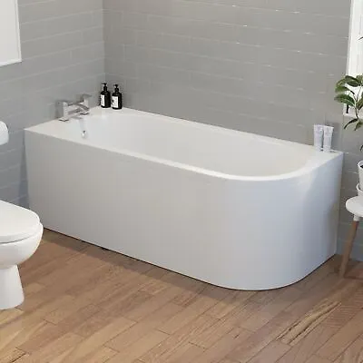 £319 • Buy Modern Bathroom 1700mm J Shape Left Hand Bath Front Panel Corner Bathtub Acrylic