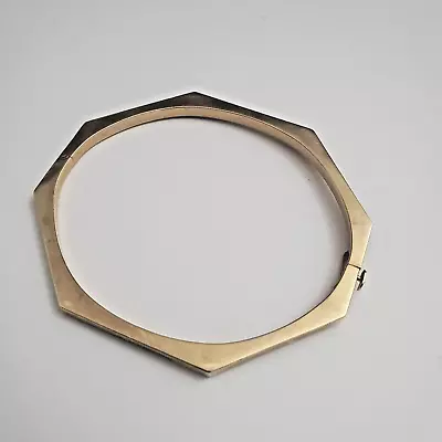 14K  Spain Vintage Yellow Gold  3mm Octagon Bangle Bracelet Size Small • £490.44