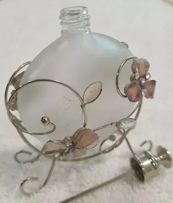 Vintage Perfume Bottle Glass Bottle In Metal Wire Holder  Metal Dauber. Crystal  • $15