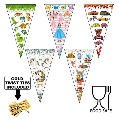 Sweet Cone Bags Cellophane Hot Chocolate Kids Birthday Party Gift 4 Pick And Mix • £2.99