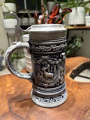 Vintage 7.5” Hertz W. Germany Cobalt Beer Stein W/ Pewter Flat Lid • $3.99