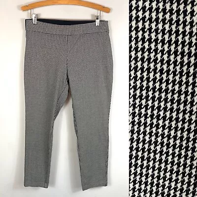 A New Day Black White Houndstooth Pull On Pants Leggings Stretch Preppy Size 10 • $12