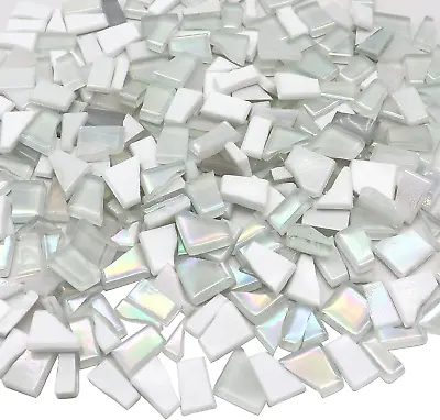 White Series Irregular Glass Mosaic Tiles For Art Crafts 9Oz Value Pack Mosaic  • $11.74