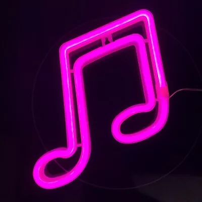 Neon Pink Lights Music Note Signs USB Or Battery Operated Wall Decor Kids Room • $3